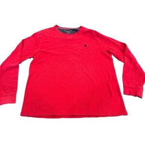 US Polo Assn Mens Red Waffle Knit Thermal Long Sleeve Shirt XL
